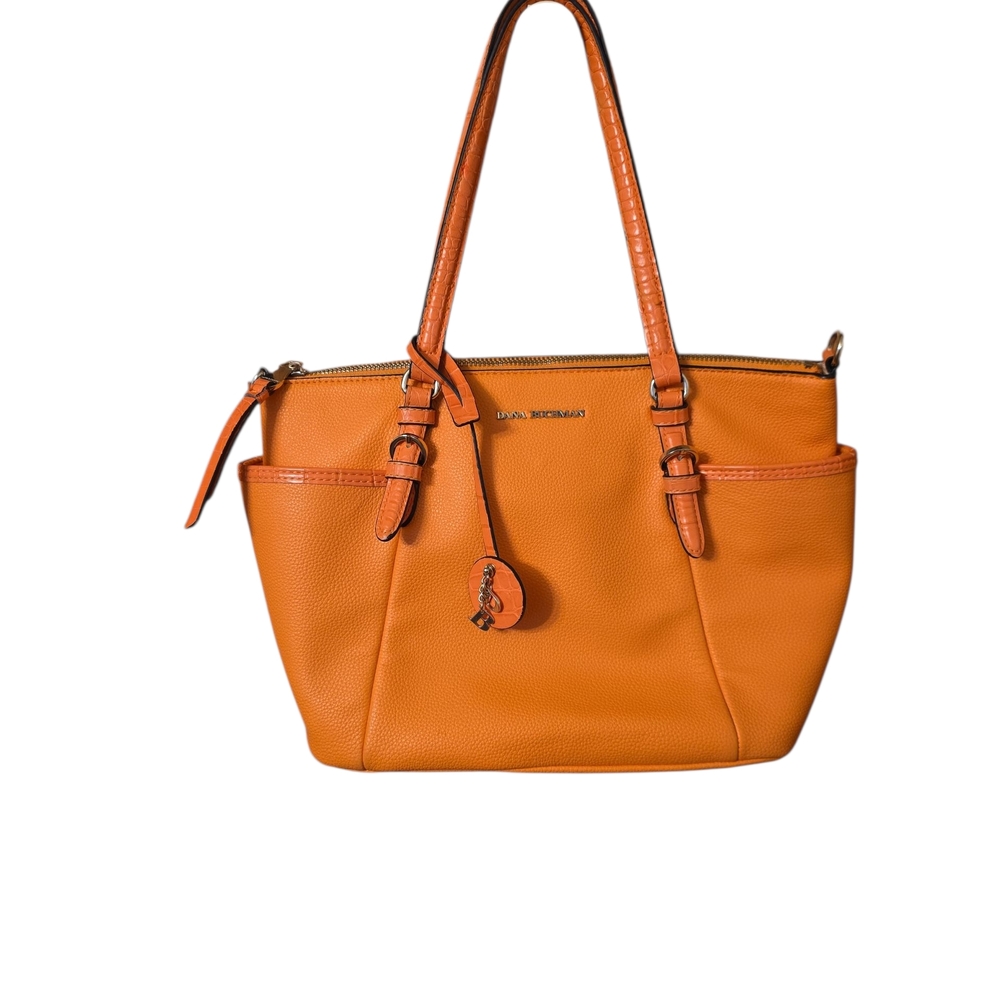 Dana Buchman Orange Leather Tote Bag